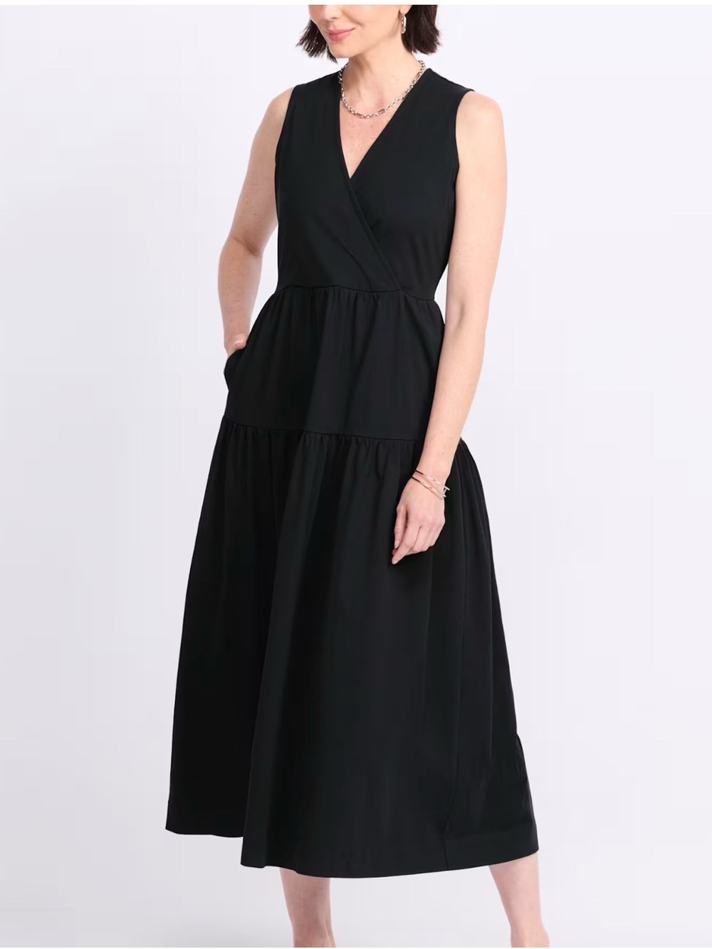 41 Hawthorn Stephanie Knit Poplin Sleeveless Maxi Dress Black Large NWT